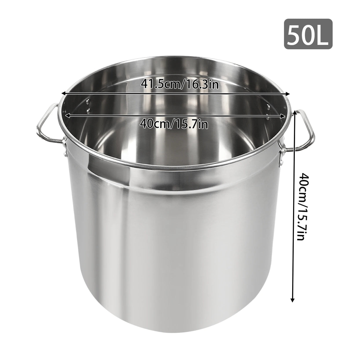 Large Stainless Steel Stock Pot with Lid & Handles – Commercial Soup Pot & Food Storage Container – Great for Soups, Stocks & Batch Cooking – Available in 35L, 50L & 70L