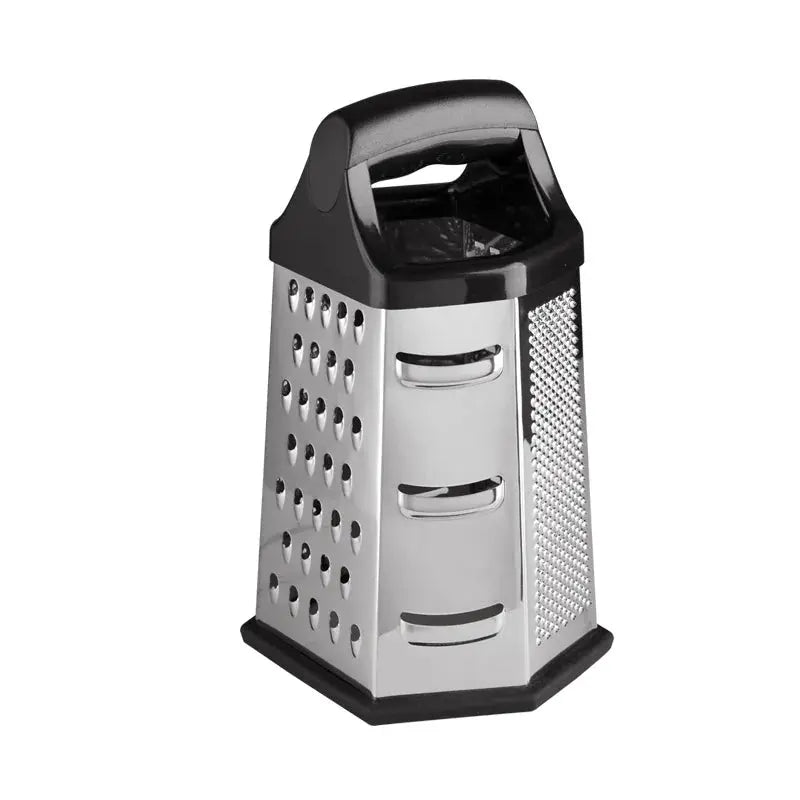 6-in-1 Stainless Steel Box Grater with Ergonomic Comfortable Handle – Multipurpose All-in-One Grater & Zester Designed for Cheese, Vegetables & More – Ideal for Grating, Slicing & Zesting 1-Piece
