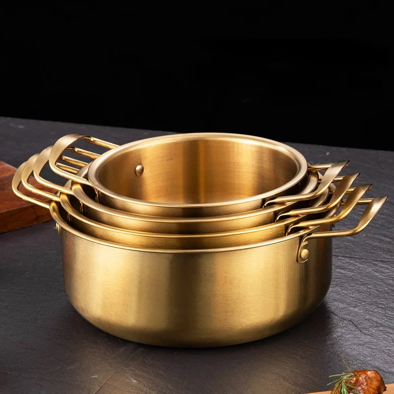 Golden Stainless Steel Noodle Pot with Lid