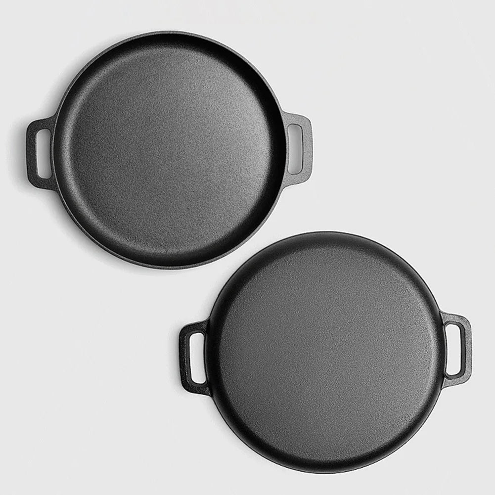 Cast Iron Pizza & Crepe Griddle Pan – Dual-Handle Skillet for Pancakes, BBQ, and Outdoor Cooking. Available Sizes: 30cm and 35cm