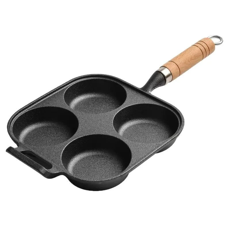 Cast Iron 4-Hole Breakfast Egg Pan – Gas & Induction Compatible | 4 Shape Options