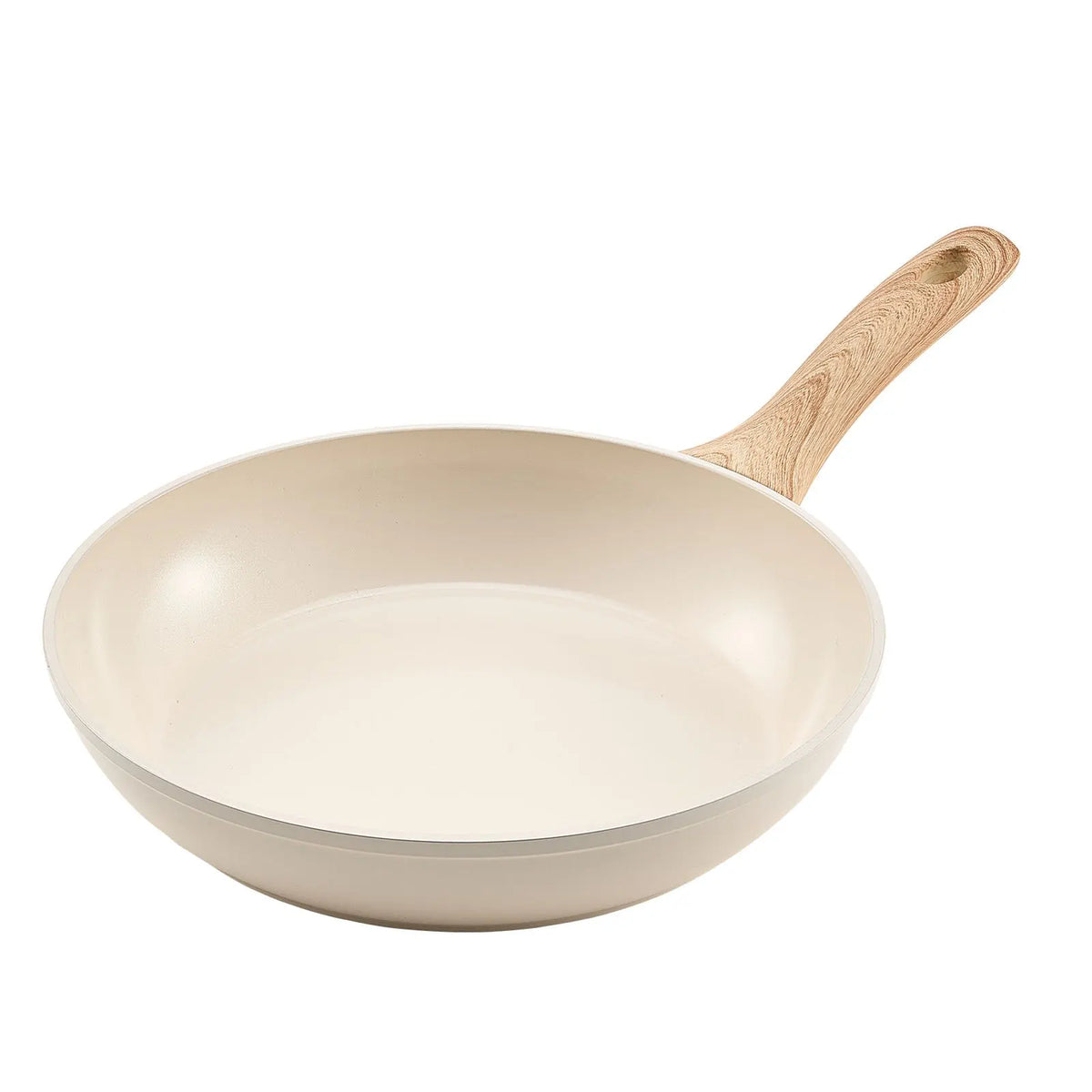 3 Piece Ceramic Non-Stick Frying Pan Set with Wood-Effect Handles – Aluminium Skillets 20cm, 24cm & 28cm – Perfect for Eggs, Searing & Everyday Frying