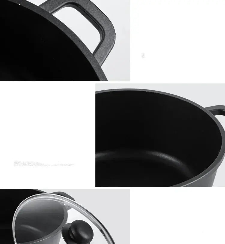 Multi-Function Aluminium Non-Stick Double-Bottom Stock Pot / Soup Pot with Glass Lid – Ideal for Preparing Soups, Stocks, Stews, Boiling, Simmering, Curries & Daily Cooking – Compatible with Induction & Gas Stoves