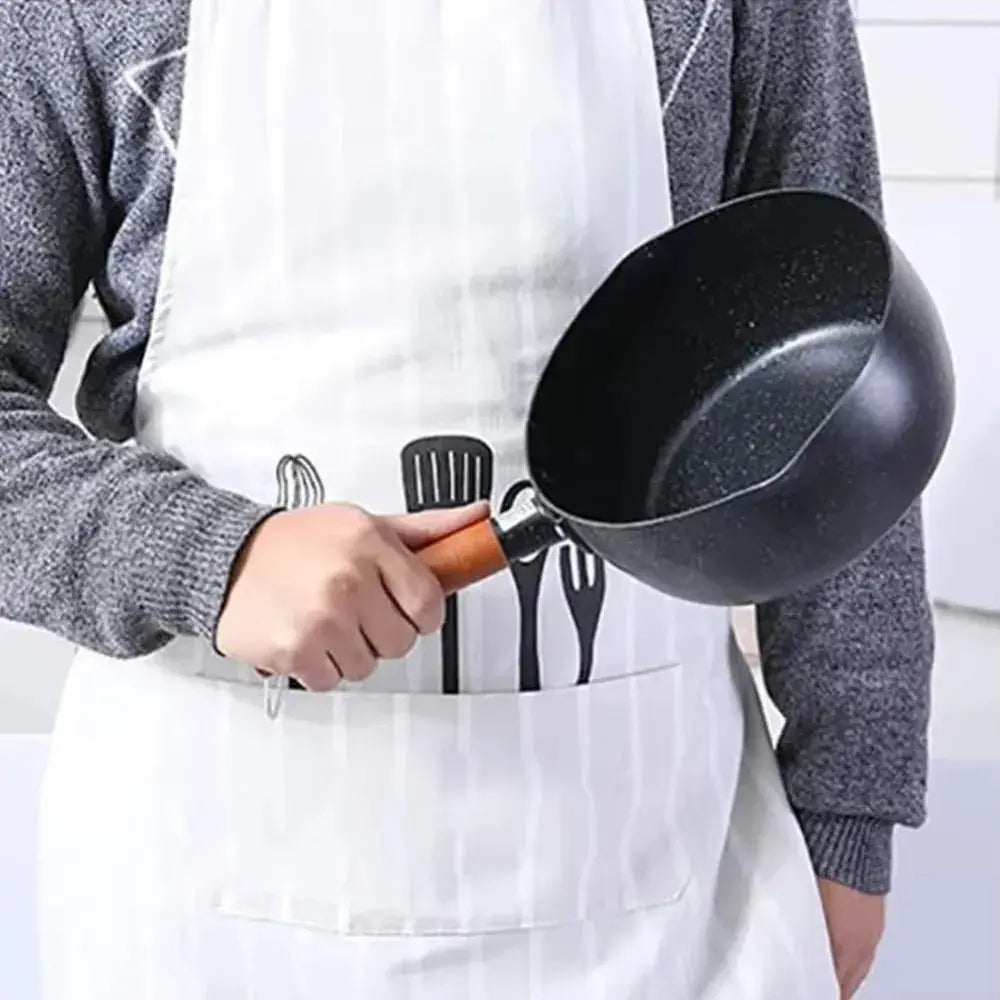 Non-Stick Saucepan with Wooden Handle & Glass Lid – Flat-Bottom Cookware with Pour Spout, Ideal for Heating Milk, Boiling, Simmering & Preparing Sauces, Soups & Noodles – Available in 16cm, 18cm, 20cm & 22cm Sizes