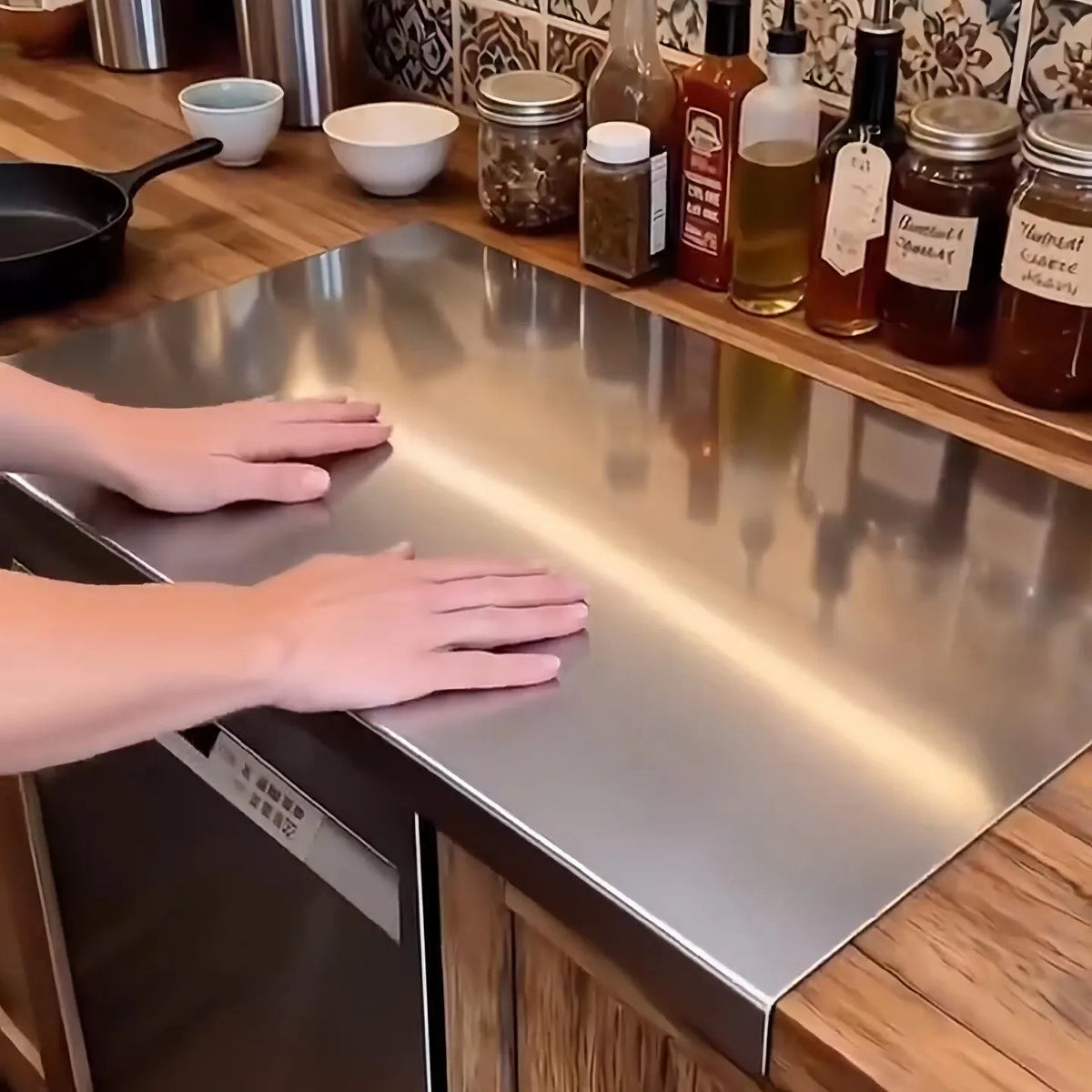 Large Double-Sided Stainless Steel Chopping Board – Thickened Dough Kneading Board & Pastry Mat – Great for Chopping, Kneading & Rolling Dough – Available in 22 Sizes