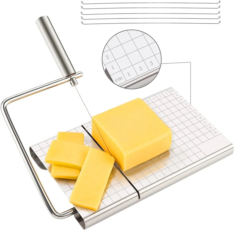 Cheese Slicer Board with Wire and 5 Replacement Wires