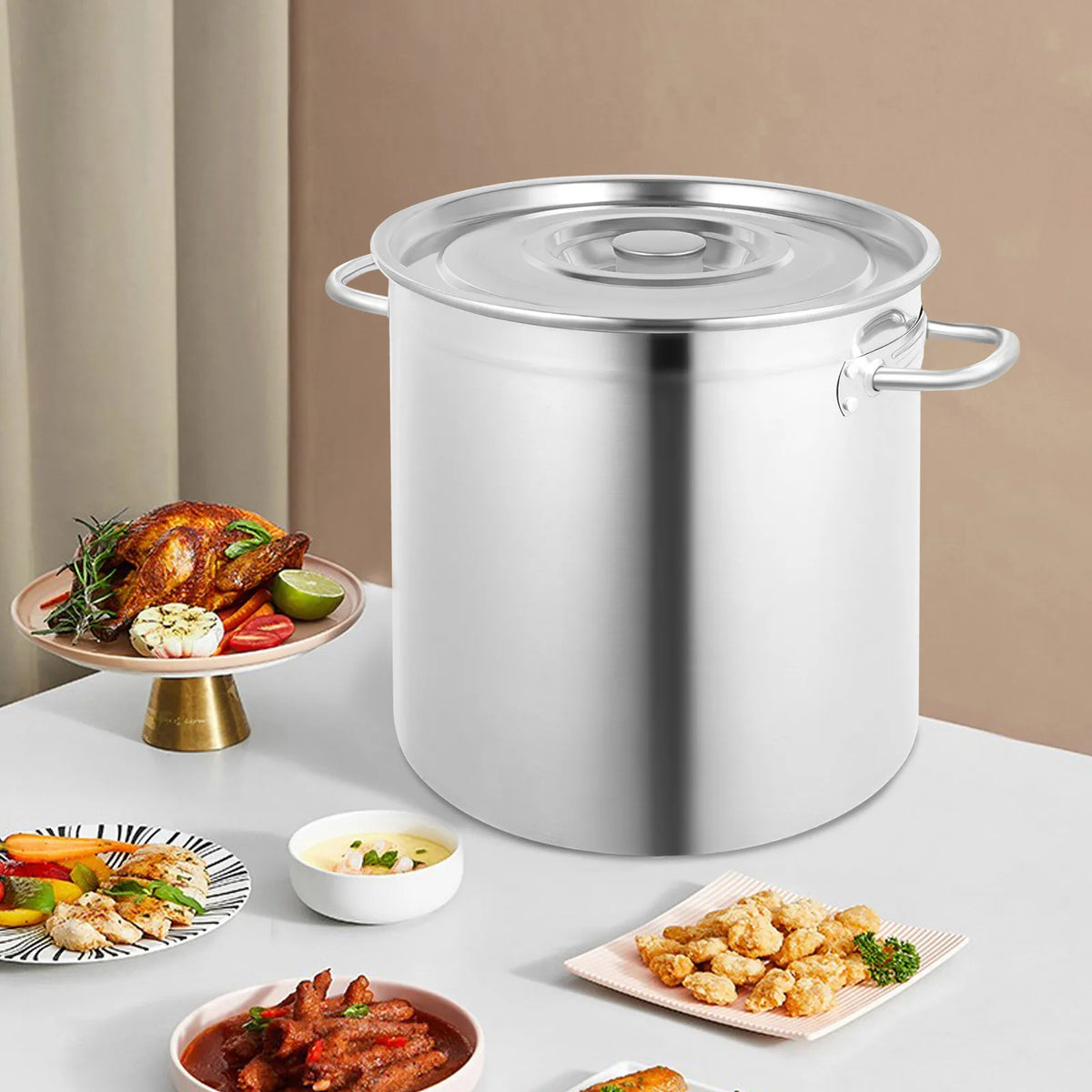 Stainless Steel Stock Pot with Lid – Large Catering Soup Pot & Cooking Pot – Great for Soups, Stews & Family Batch Cooking (35L)