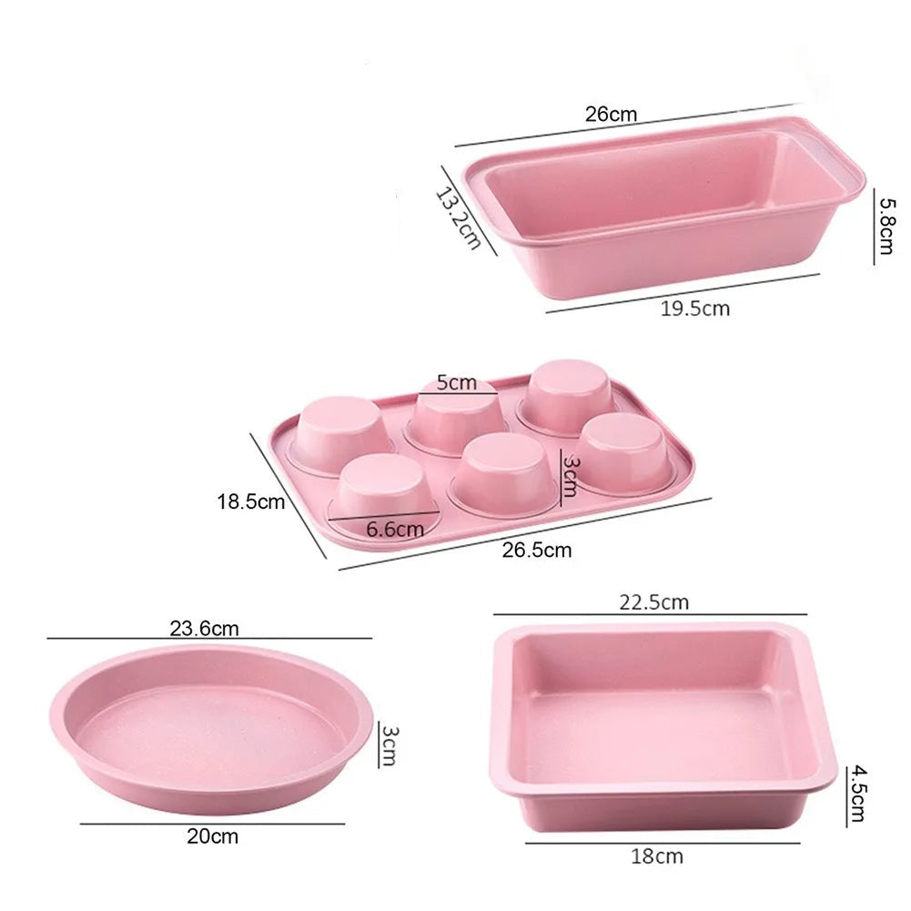 Pink Non-Stick Carbon Steel Baking Pan, Mold & Baking Tray – Available in 5 Different Shapes & Sizes – Heat-Resistant with Rust-Resistant