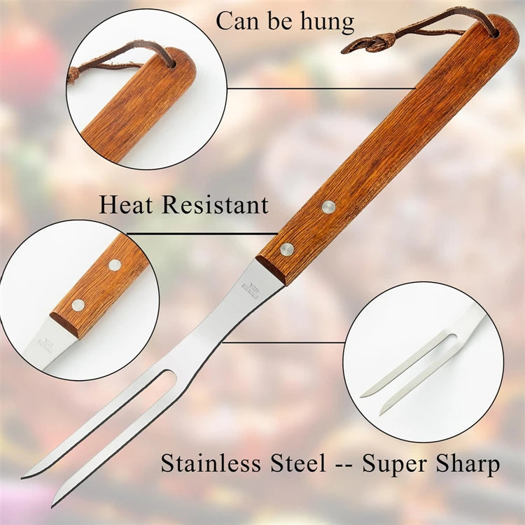 Stainless Steel Meat Forks with Wood Handle