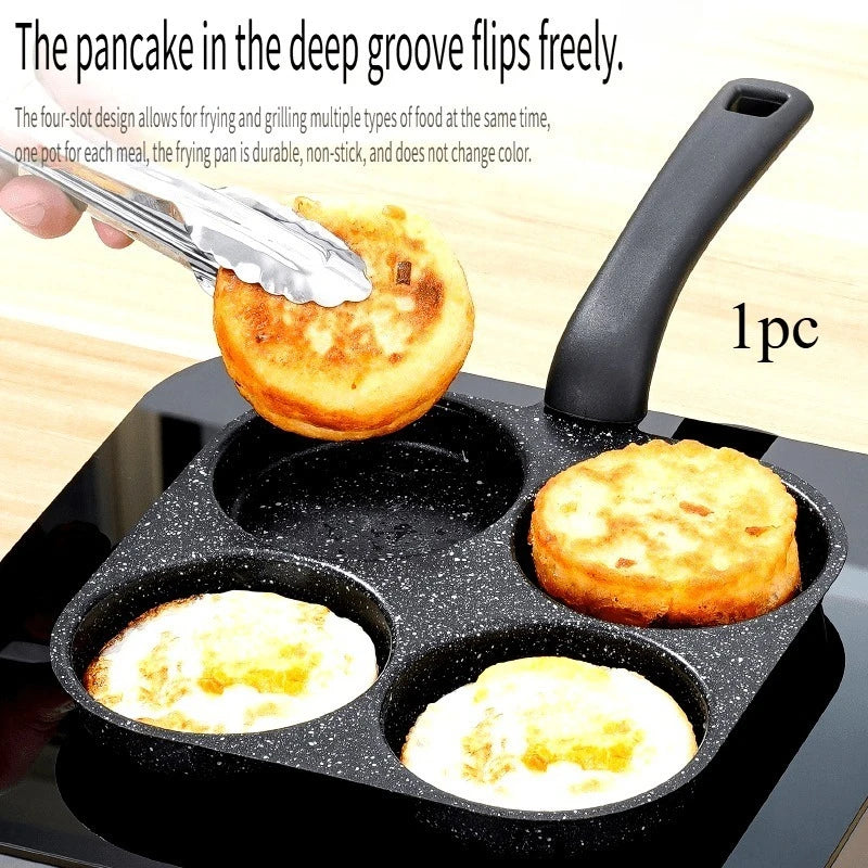 4 Cup Egg Pan – Non-Stick Pancake & Fried Egg Maker for Induction & Gas – Best for Breakfast Muffins, Mini Pancakes & Burgers