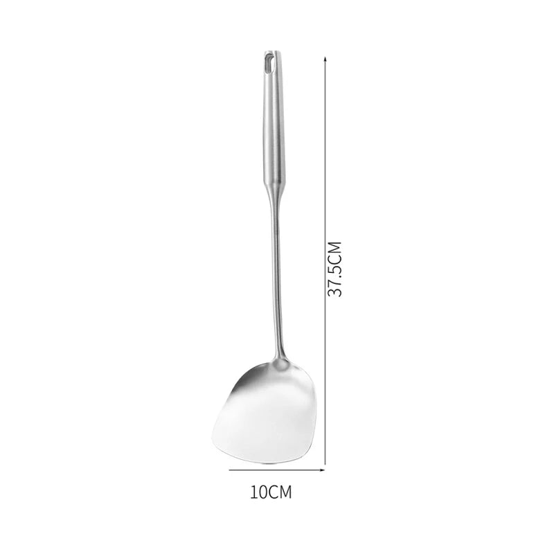 Stainless Steel Kitchen Utensils Set – Long 304 Stainless Steel Cooking Utensil Set, Includes Ladle, Whisk, Tongs, Spatula, Skimmer, Turner, Pasta Server & More, Heat-Resistant & Dishwasher Safe, Available in 3 Sizes