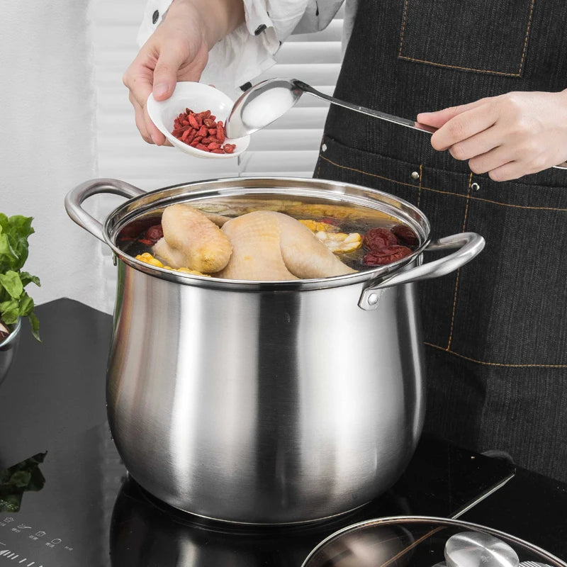 Large Stainless Steel Stock Pot – Durable Soup & Stew Pot, Easy to Clean – Perfect for Soups, Stews, Stock & Batch Cooking