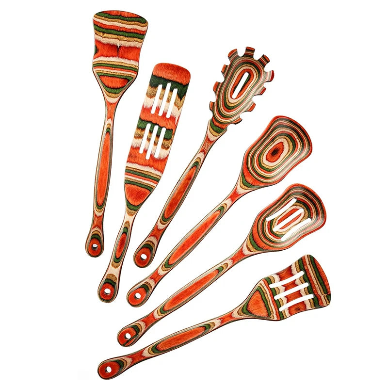 Pakkawood Wooden Cooking Spoons & Serving Utensils – Nonstick-Safe Salad Servers & Kitchen Utensil Set – Best for Cooking & Serving