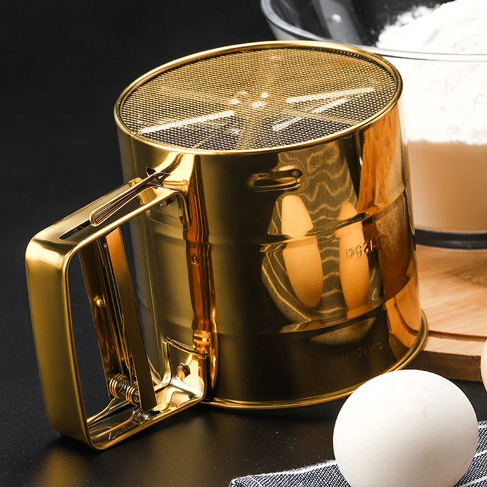 Strainer Stainless Steel Flour Sieve Baking Tool Sifter Metal Multipurpose Golden Cup