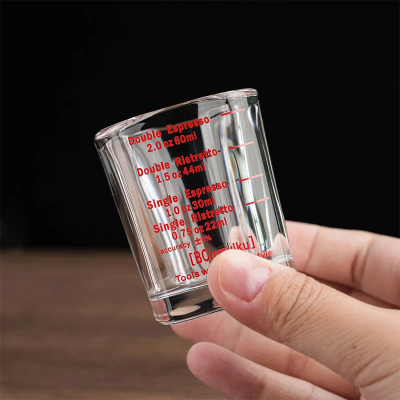 60ml Heavy Glass Espresso Shot Measuring Cup – Square 2oz Barista Shot Glass – Great for Espresso, Coffee & Measuring Liquids