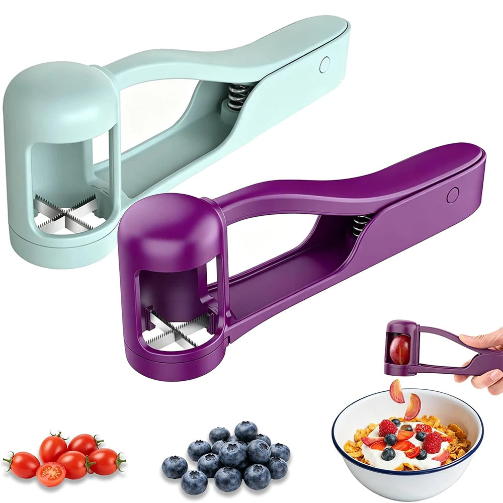 Grape Cutter & Quarter Slicer for Toddlers – Cherry Tomato & Strawberry Cutter – Best for Safe Snacks for Babies & Children – Available in Blue, Green & Violet Colours