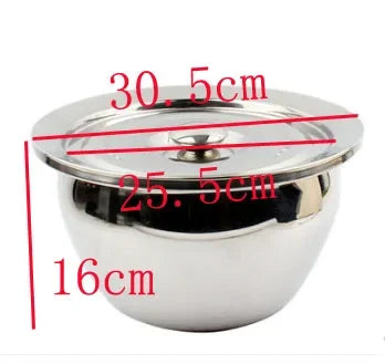 Stainless Steel Oil Strainer & Storage Set – Includes Colander Bowl & Large Heat-Resistant Handle Slotted Ladle Skimmer for Frying & Oil Separation bowl and cover 30.5