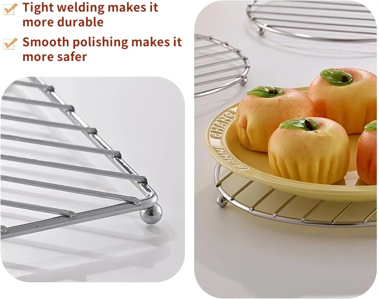 Stainless Steel Trivet Hot Pad – Heat Resistant Insulated Table Mat for Pots, Pans & Dishes – Ideal for Dining Tables & Worktops – Available in Round & Square