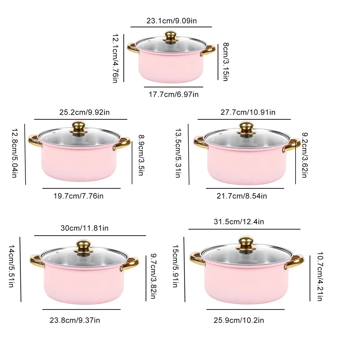 16-Piece Stainless Steel Pink Cookware & Kitchenware Set – Includes Multiple Cooking Pots and Stockpots with Glass Lids, Black Silicone Kitchen Utensils Set, Stylish Cookware Ideal for Everyday Cooking