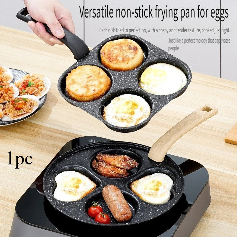 4 Cup Egg Pan – Non-Stick Pancake & Fried Egg Maker for Induction & Gas – Best for Breakfast Muffins, Mini Pancakes & Burgers