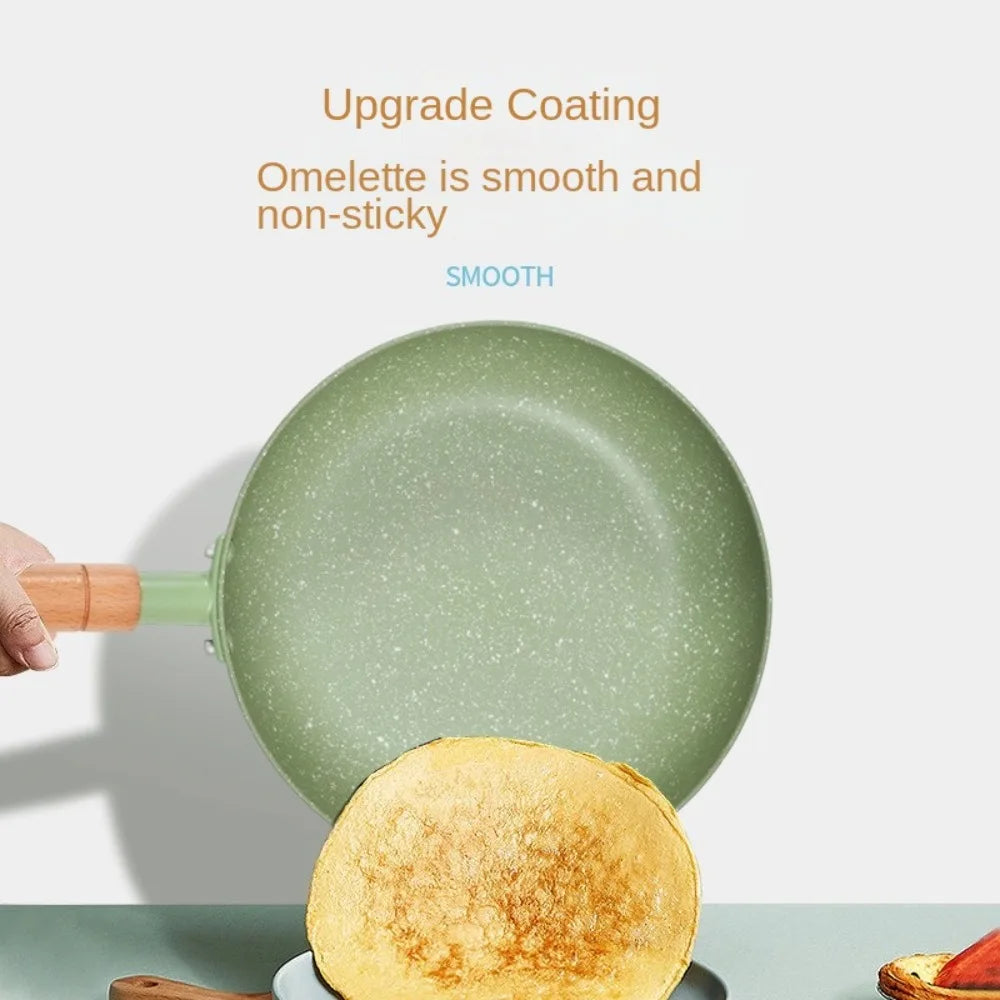 Maifan Stone Non-Stick Frying Pan – Skillet for Searing, Sautéing, Steak, Eggs, Pancakes, Crepes, Stir-Frying & Daily Cooking – Heat-Resistant Handle – Compatible with Gas & Induction Cookers– Colour: Green