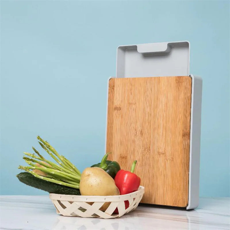 Multifunction Premium Bamboo Wooden Chopping Board – Effortless Cutting & Slicing with Convenient Sliding Plastic Pull-Out Tray – Perfect for Modern Kitchens