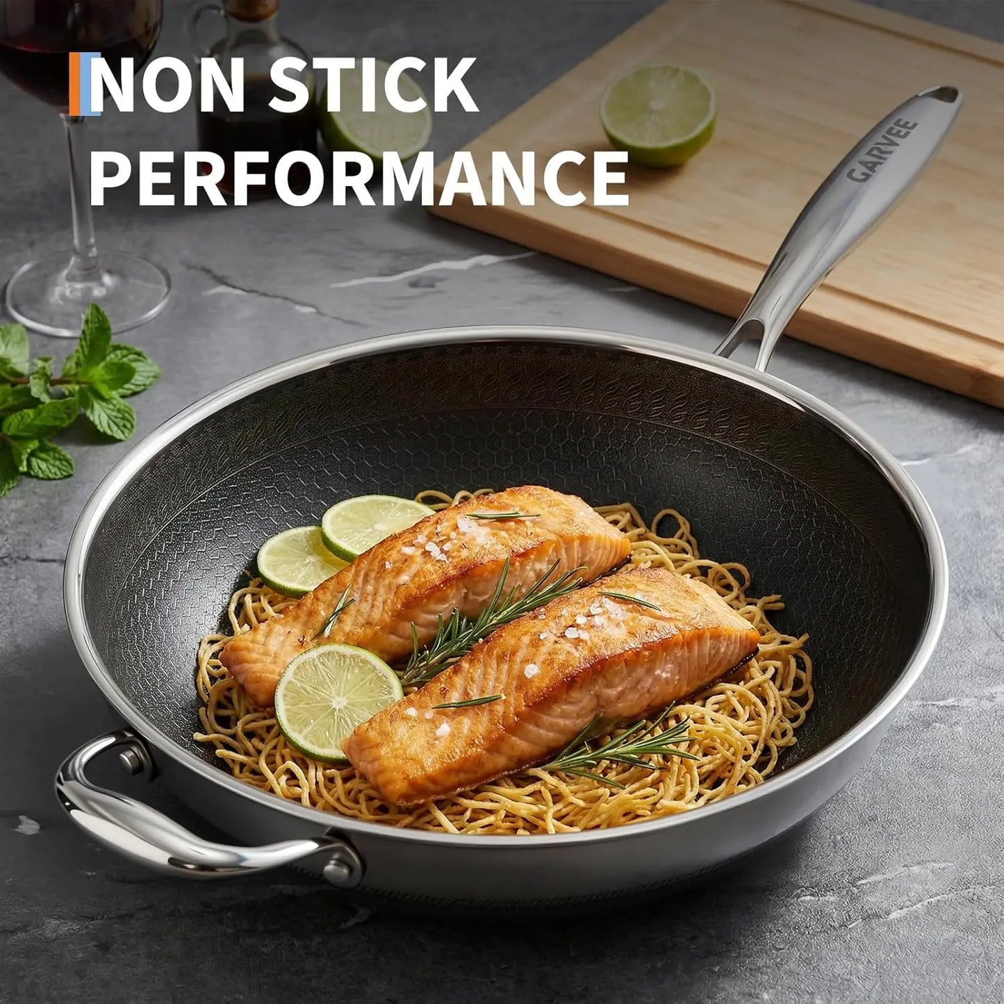 Stainless Steel Honeycomb Wok Pan | Tri-Ply 316 | Gas & Induction