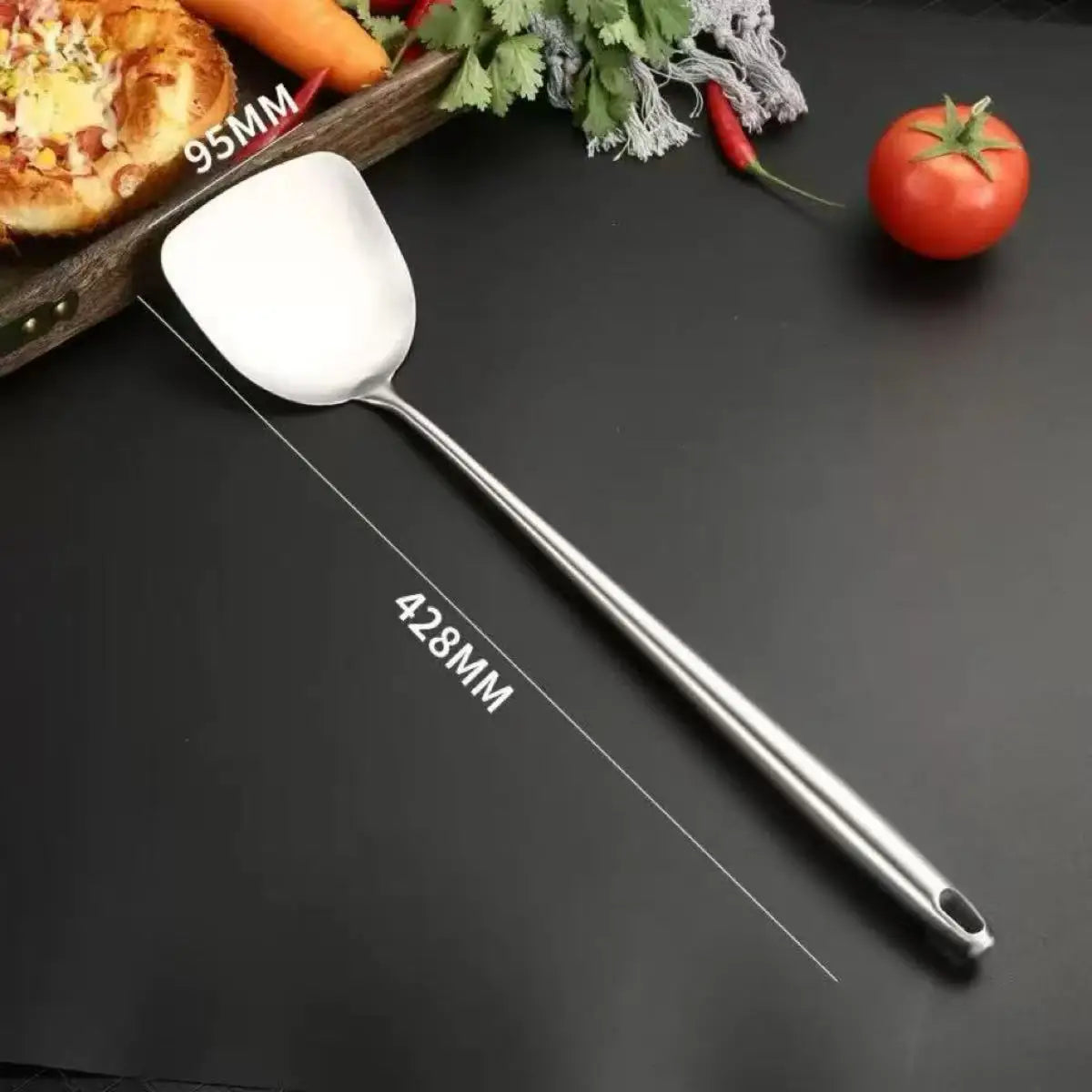 Stainless Steel Kitchen Utensils Set – Includes Slotted Turner, Ladle, Wok Spatula & Skimmer, Heat-Resistant for everyday cooking convenience