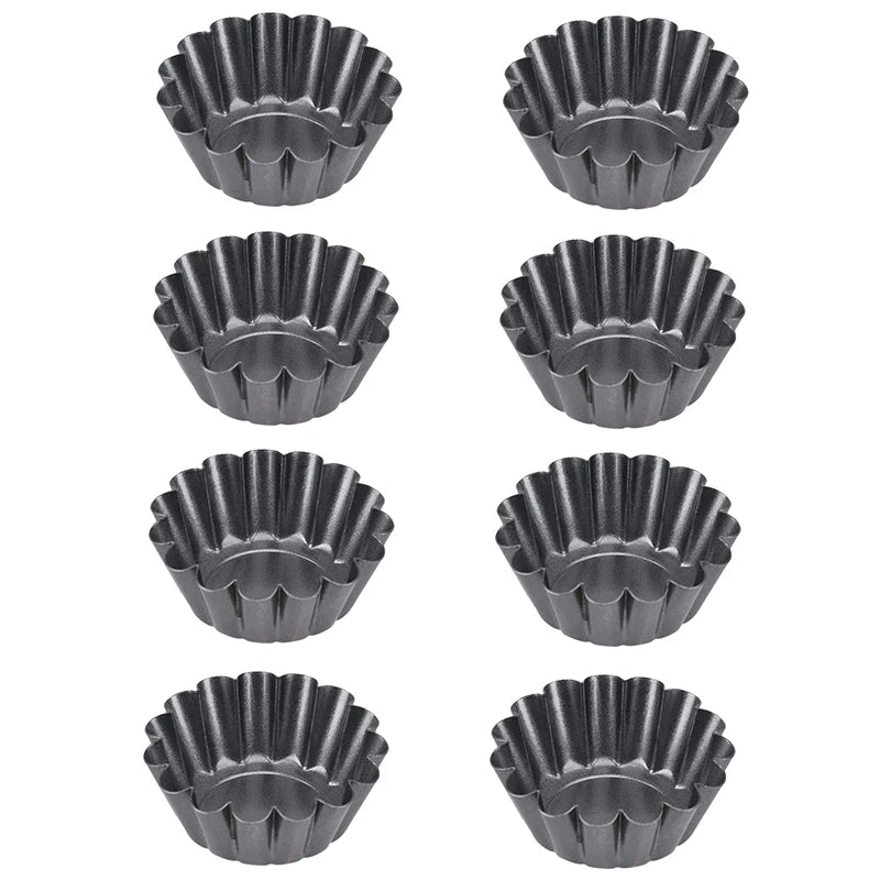 Non-Stick Carbon Steel Mini Tart Pans – Fluted Egg Tart & Muffin Tins – Perfect for Tarts, Quiches, Pies & Desserts – Available in 4, 8 & 12 Pieces
