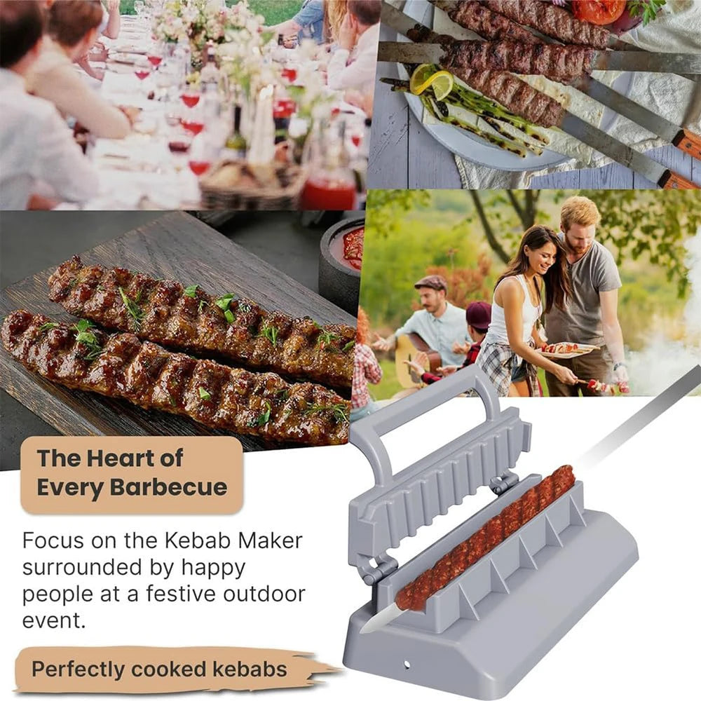 Large Kebab Maker Press with Skewers – Manual Kofta & Kabob Mould – Great for Making Even BBQ Kebabs at Home