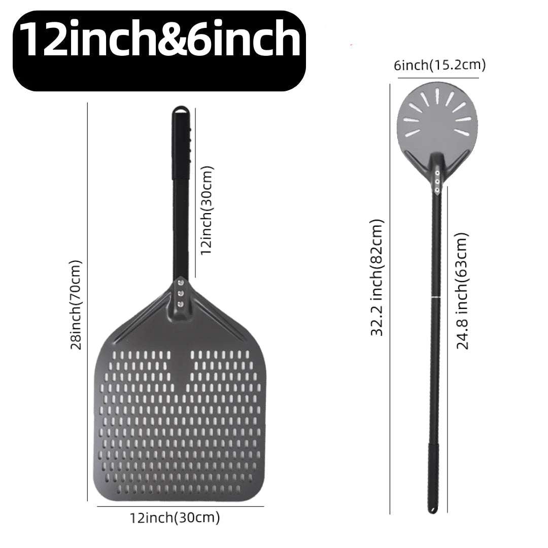 Aluminium Pizza Peel & Turning Paddle 12" & 6" Pizza Peel & Turning Paddle Set — Black v2