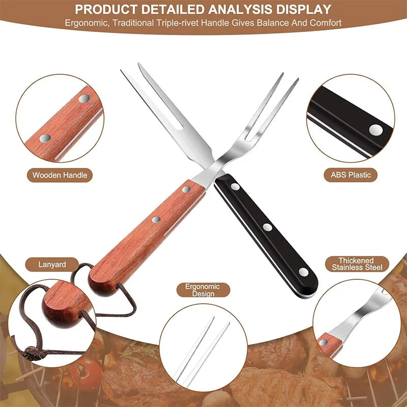 Stainless Steel Meat Forks with Wood Handle