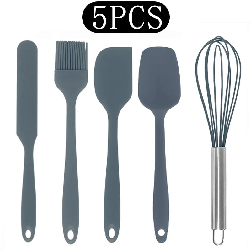 Silicone Kitchen Utensils Set with Stainless Steel Handles – Non-Stick, Heat-Resistant Cooking  Kitchen Utensils for Everyday Cooking & Baking, Available in 4 Colours & Multiple Set Sizes