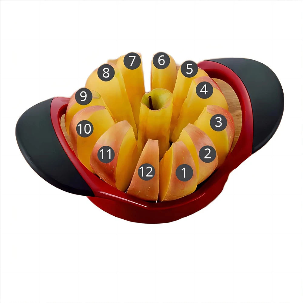 12 Blade Stainless Steel Apple Slicer & Corer – Sharp Apple & Mango Divider – Great for Thin Apple Wedges, Snacks & Lunch Boxes