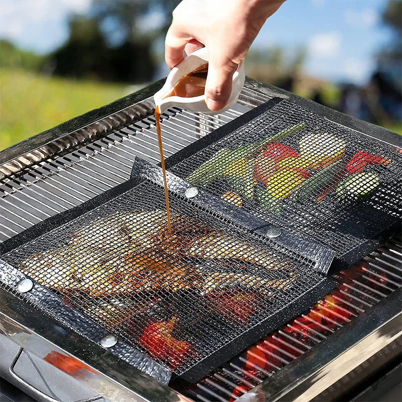 Reusable PTFE Mesh Grill Bags – Non-Stick BBQ Bags for Charcoal, Gas Grills & Smokers – Best for Grilling Vegetables, Fish & Small Foods – Available in 3 Sizes