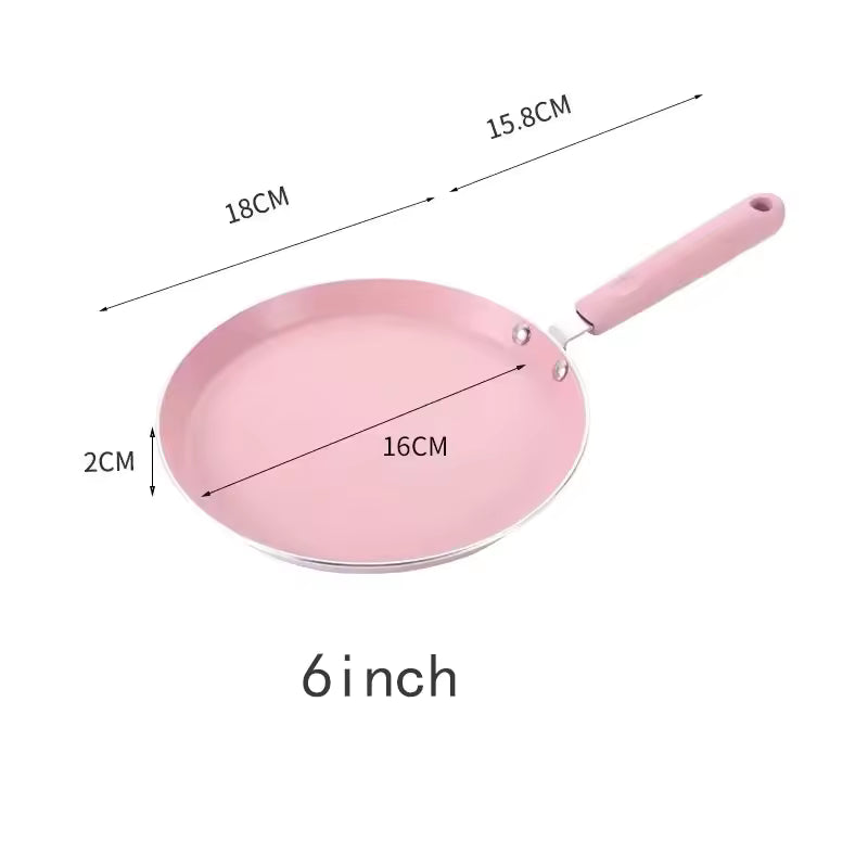 Pink Non-Stick Flat Pan – Ideal for Flatbreads, Crepes, Pancakes, Tortillas, Eggs, Omelettes, Parathas, Roti, French Toast, Wraps, Tawa-Fried Fish, Quesadillas & Dosa – Available in 6 inches,8 inches,10 inches Sizes