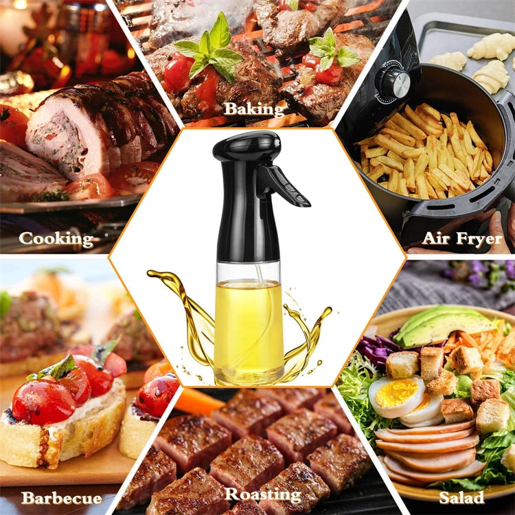 200ml Olive Oil Sprayer for Cooking – Oil Mister & Vinegar Spritzer Bottle – Ideal for Air Frying, Salads, Roasting & Baking – Available in Black & White Colours