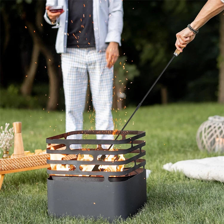 Firewood Tongs & Fire Poker Set with Wooden Handles – Rustproof Campfire & Fire Pit Set – Perfect for Fireplaces, Fire Pits & Campfires – Available as Tongs, Poker, Forks or Full Set