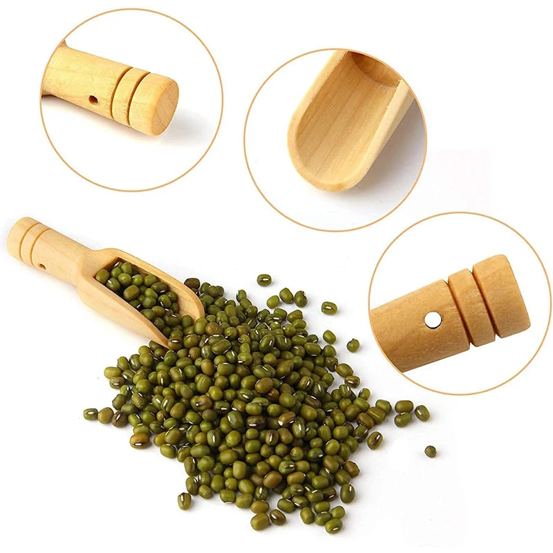 2 Piece Mini Beech Wood Spoons – Small Wooden Spice, Salt & Sugar Scoops – Best for Spice Jars, Salt Pigs & Condiments – Available in Red, Brown & Silver Colours