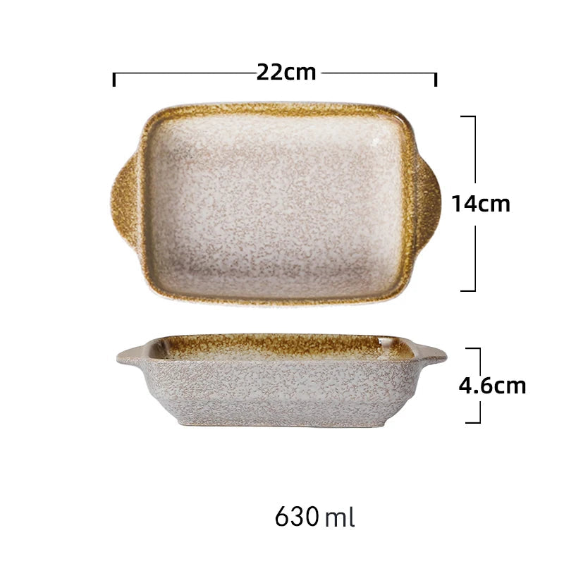 Ceramic Rectangular Baking Tray with Dual Handles – High-Temperature Resistant Porcelain Dish for Baking, Roasting, BBQ, Pasta, Rice, Lasagna, Salads & Daily Meals – Durable, Easy-to-Clean & Even-Heat Design – Oven, Microwave & Dishwasher Safe