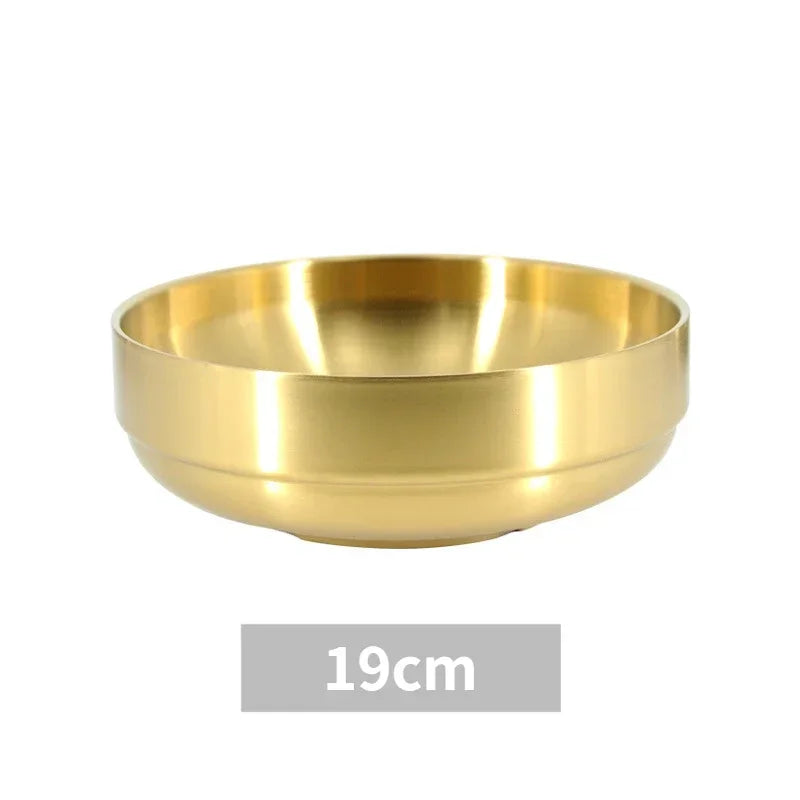 Golden Stainless-Steel Bowl – Ideal for Ramen, Rice, Soups, Noodles, & Salad, Made from Premium 304 Steel (Available in 19cm, 21cm, 23cm)