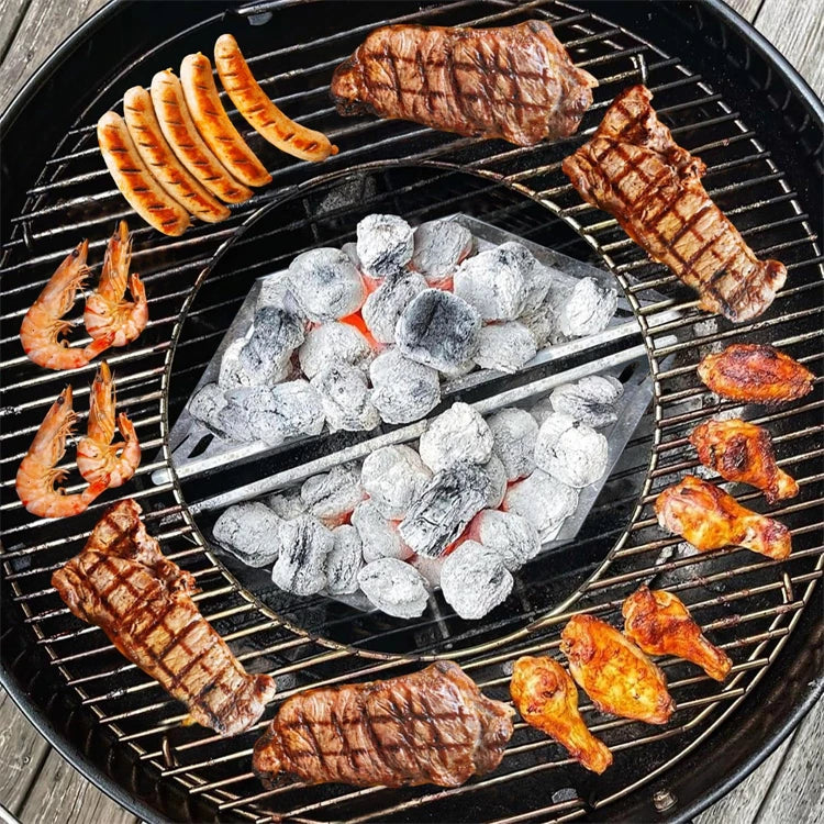 Stainless Steel Charcoal Basket – BBQ Charcoal Holder & Container Tray – Great for Indirect Grilling & Smoking on Kettle Barbecues