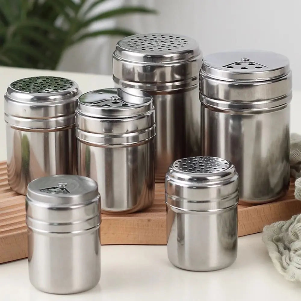 Stainless Steel Salt & Pepper Shaker with Rotating Lid – Seasoning Jar & Spice Dispenser – Great for Salt, Sugar, Pepper & Spices – Available in Small, Medium & Large
