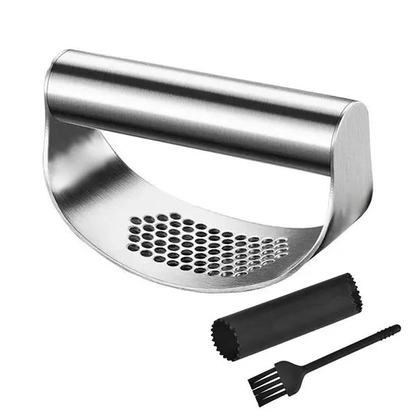 Stainless Steel Garlic Rocker Press – Manual Garlic & Ginger Crusher & Mincer – Best for Quick Minced Garlic – Available in Black & Silver