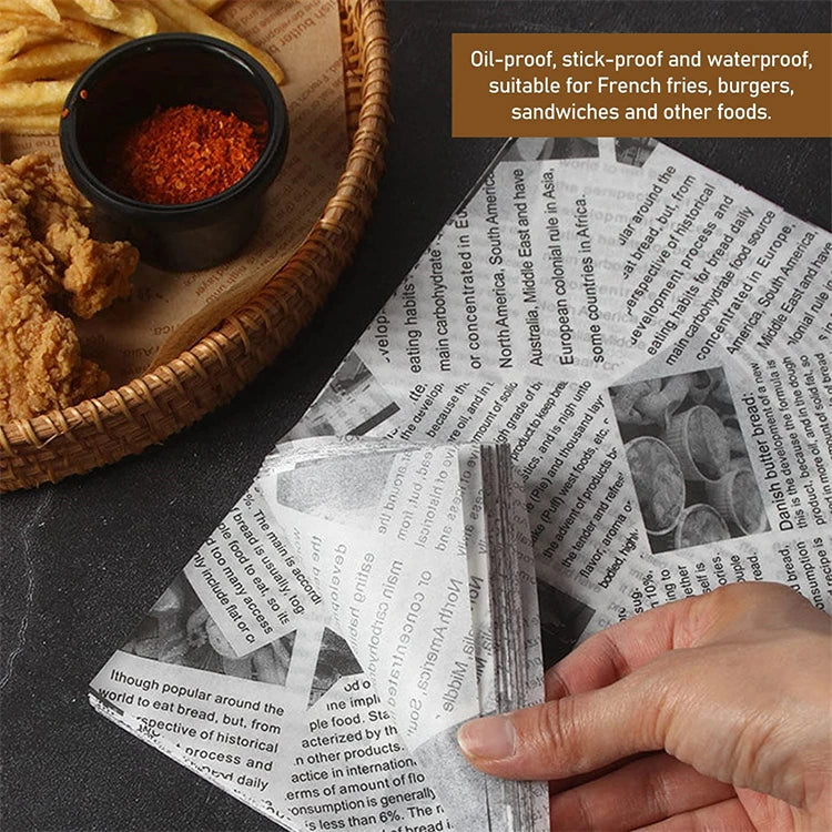 50 Piece Greaseproof Deli Paper Sheets – Non-Stick Sandwich Wrapping & Baking Paper – Perfect for Burgers, Sandwiches, Bread & Pizza – Available in Brown & White