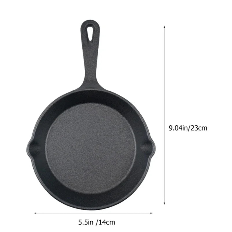 Cast Iron Mini Frying Pan – Small Flat Bottom Omelette & Egg Pan – Ideal for Eggs, Dumplings & Breakfasts (14cm)