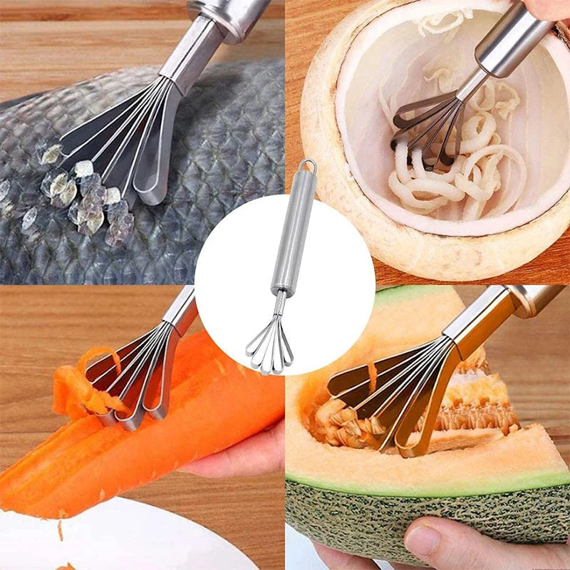 Stainless Steel Coconut Meat Scraper & Fish Scale Remover – Coconut Opener Knife & Vegetable Tool – Ideal for Coconuts & Fish Preparation