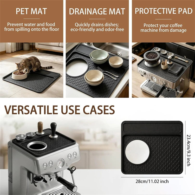 Non-Slip Silicone Espresso Tamping Mat – Coffee Machine Top Mat & Tamper Pad – Perfect for Tamping Espresso at Home – Available in Black & Grey Colours