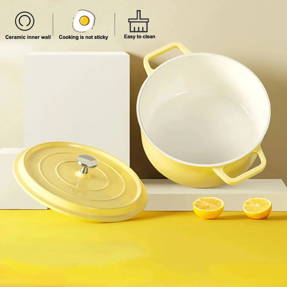 Enamel-Coated Aluminium Alloy  Dutch Oven with Lid & Dual Side Handles – Heavy-Duty Cooking Pot Designed for Braising, Roasting, Baking, Stews, Curries, Soups & One-Pot Meals – Compatible with Oven, Induction & Gas Stoves C for Chef