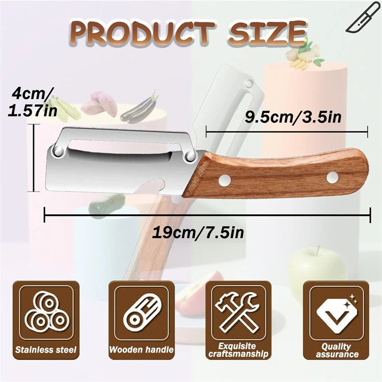 2 in 1 Stainless Steel Vegetable Peeler with Bottle Opener – Wooden Handle Potato, Carrot & Pumpkin Peeler – Great for Everyday Veg Prep